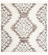 Safavieh Moroccan Tassel Shag 6'-7" x 6'-7" Rug in Ivory / Brown