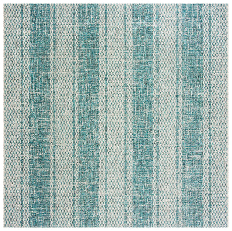 Safavieh Courtyard 6'-7" x 6'-7" Rug in Light Grey / Teal