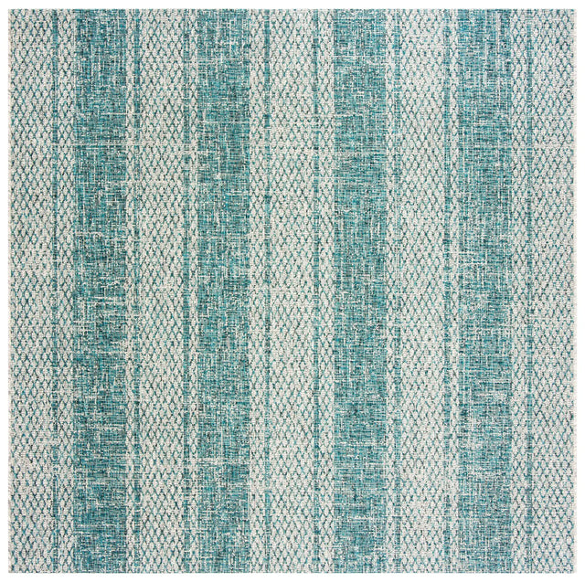 Safavieh Courtyard 6'-7" x 6'-7" Rug in Light Grey / Teal