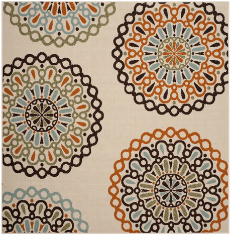 Safavieh Veranda 6'-7" x 6'-7" Rug in Cream / Terracotta