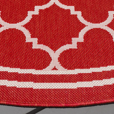 Safavieh Courtyard 5'-3" x 5'-3" Rug in Red / Bone