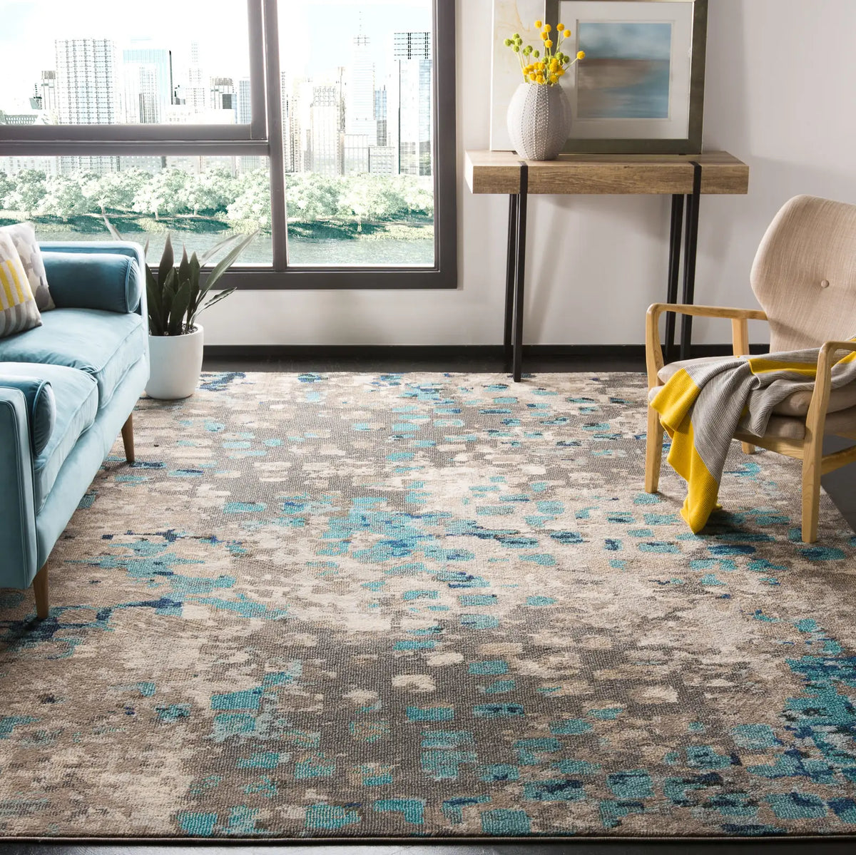 Safavieh Monaco 10'-0" x 14'-0" Rug in Grey / Light Blue