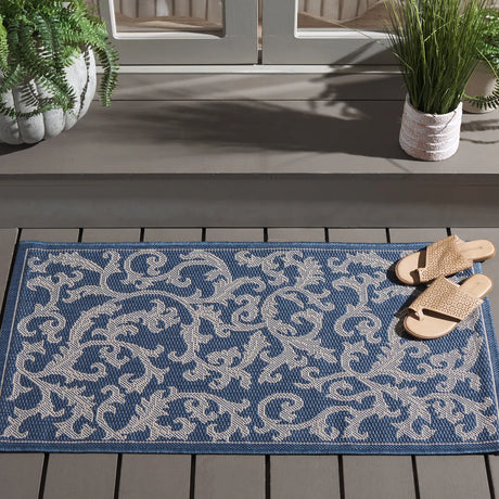 Safavieh Courtyard 2'-0" x 3'-7" Rug in Blue / Natural