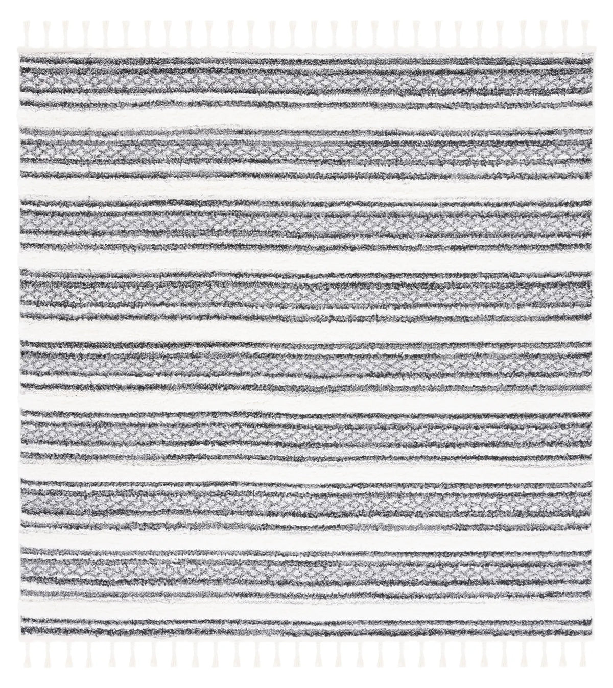 Safavieh Moroccan Tassel Shag 6'-7" x 6'-7" Rug in Grey / Ivory