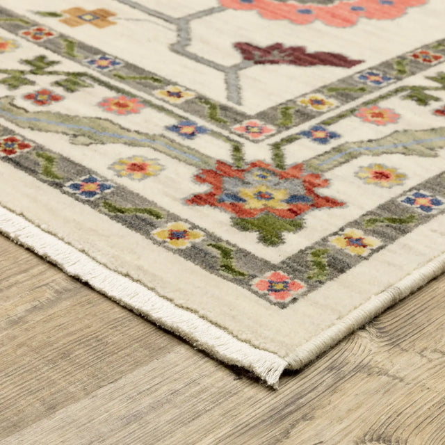 Oriental Weavers Lucca 5506W Ivory/ Multi Rug - corner detail