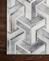 Loloi Maddox Mad-05 Silver / Ivory Rugs - corner on wood