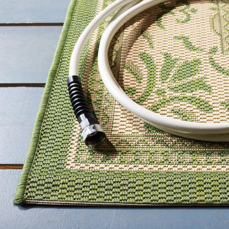 Safavieh Courtyard 4'-0" x 5'-7" Rug in Olive / Natural