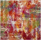 Safavieh Watercolor 6'-7" x 6'-7" Rug in Orange / Green