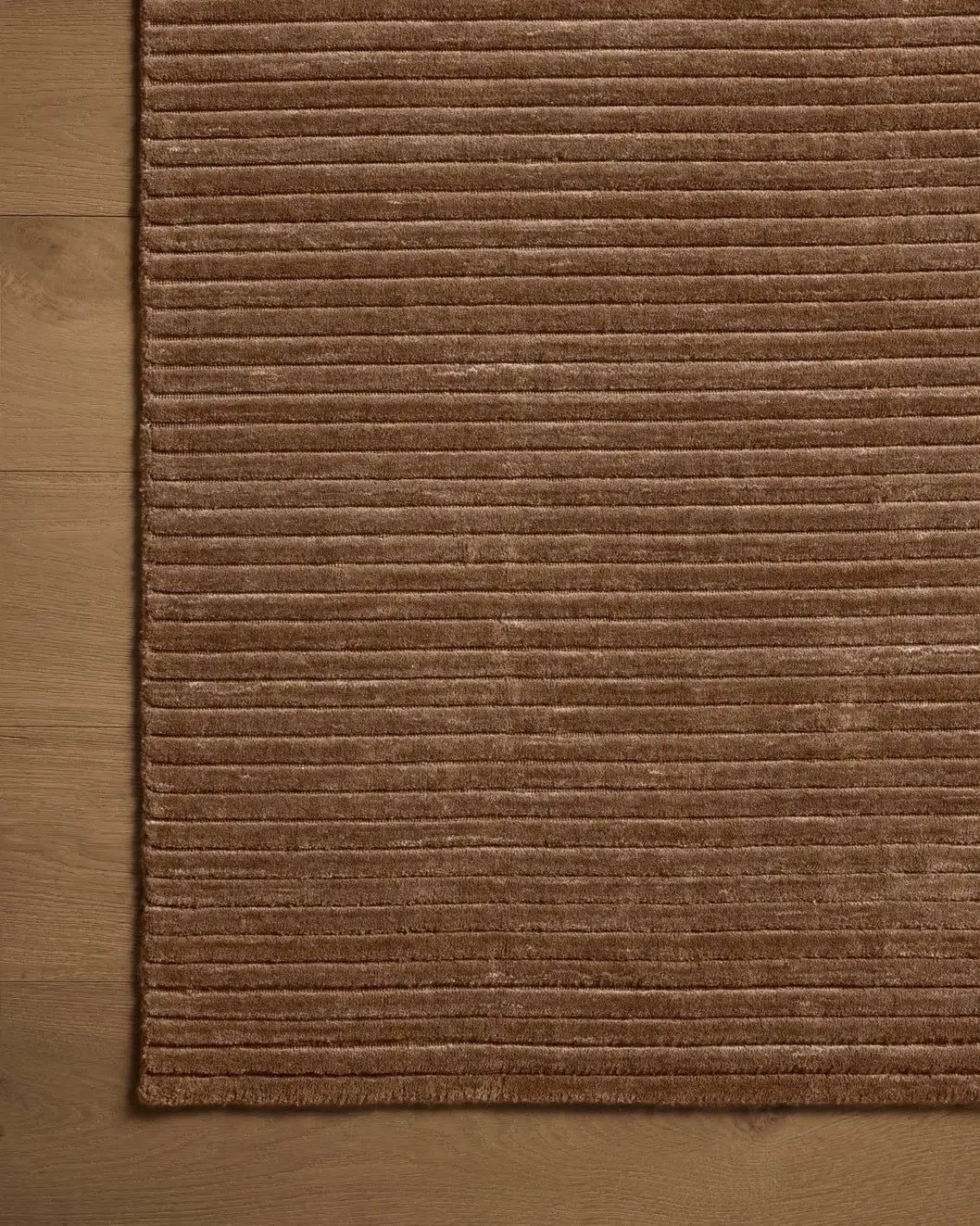 Loloi Sterling Stl-01 Mocha Rug - corner on wood