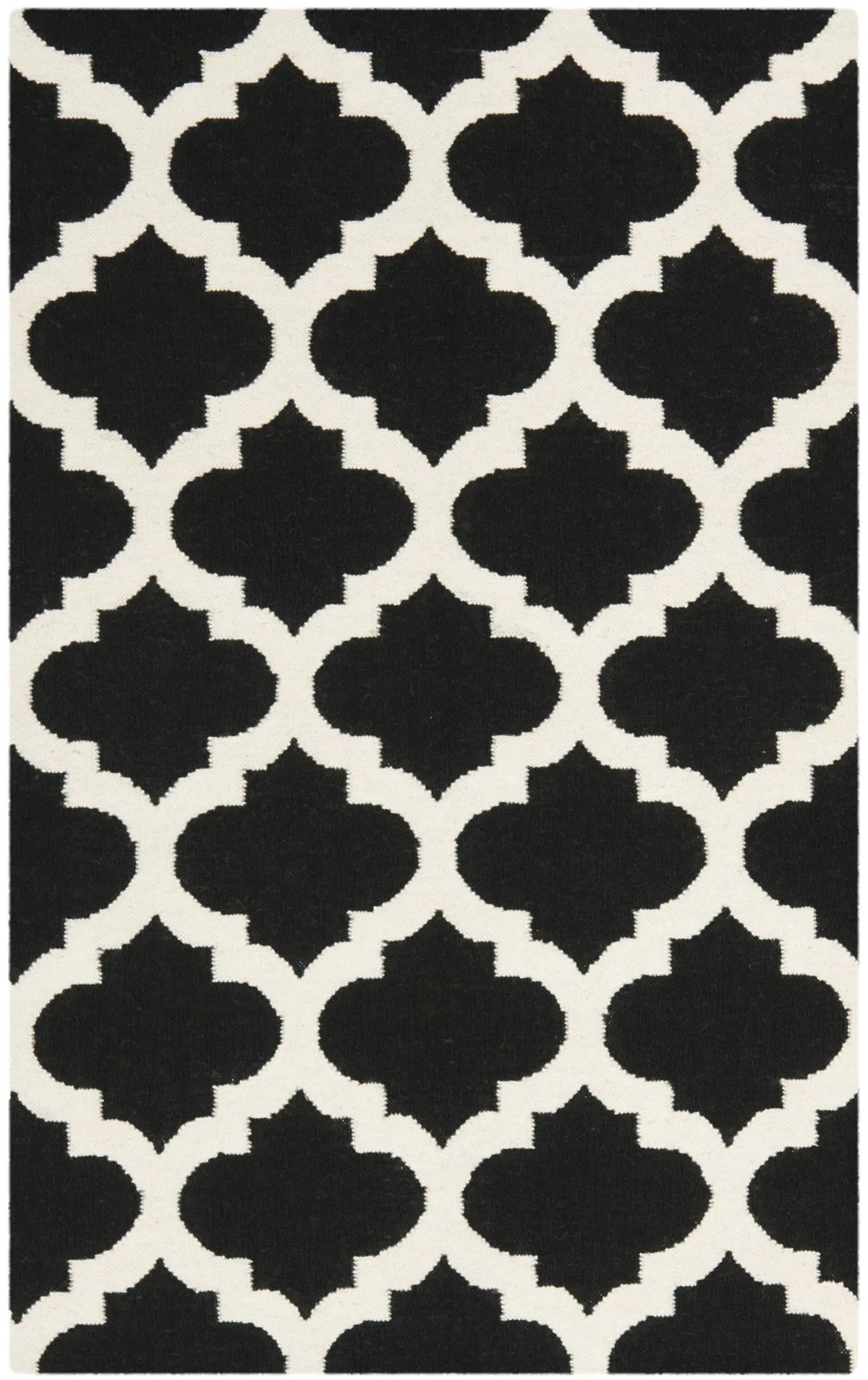 Safavieh Dhurries 3'-0" x 5'-0" Rug in Black / Ivory