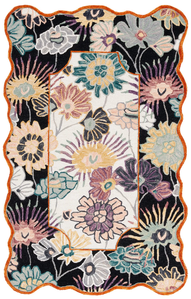 Safavieh Jardin 4'-0" x 6'-0" Rug in Black / Ivory