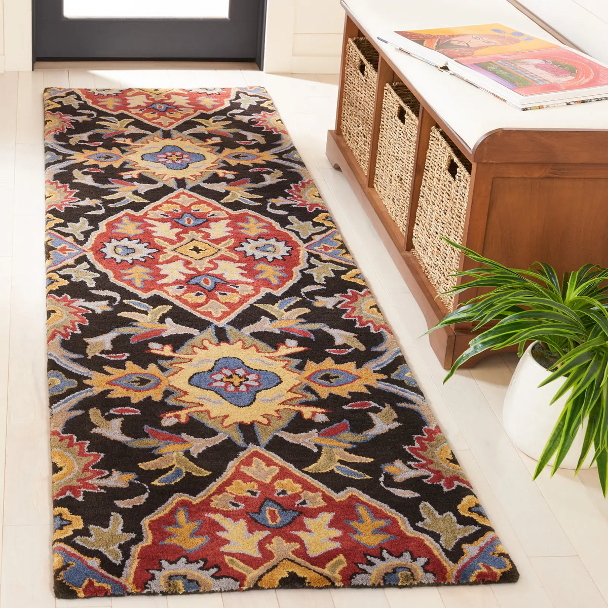 Safavieh Heritage 2'-3" x 8'-0" Rug in Charcoal / Red