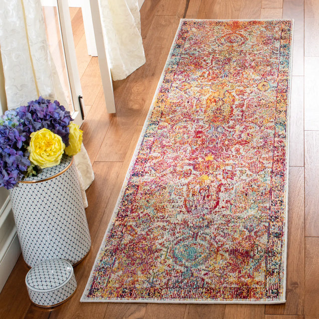 Safavieh Crystal 2'-2" x 11'-0" Rug in Light Blue / Orange