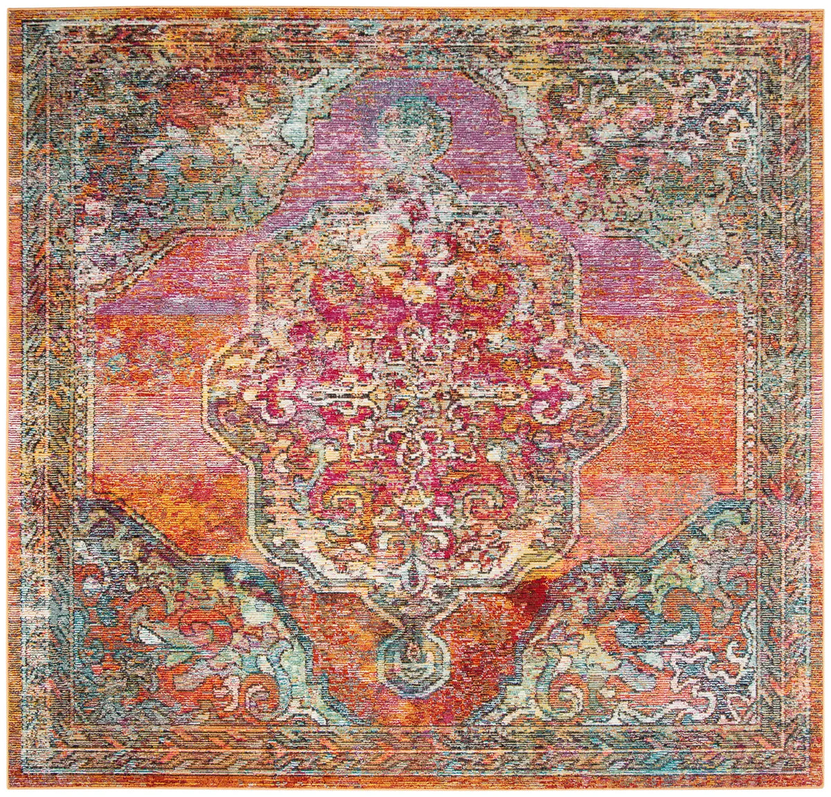 Safavieh Crystal 7'-0" x 7'-0" Rug in Orange / Light Blue