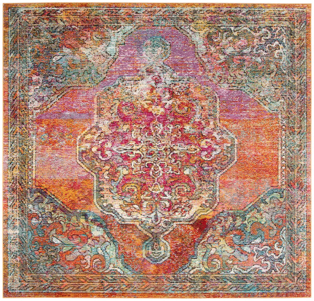 Safavieh Crystal 7'-0" x 7'-0" Rug in Orange / Light Blue