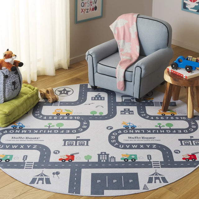Safavieh Tacoma Kids 100 5'-0" x 5'-0" Rug in Ivory / Grey