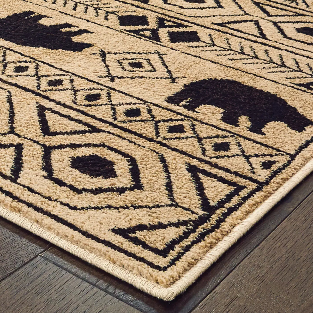 Oriental Weavers Sphinx Woodlands 9651A Ivory / Black Rugs - corner detail