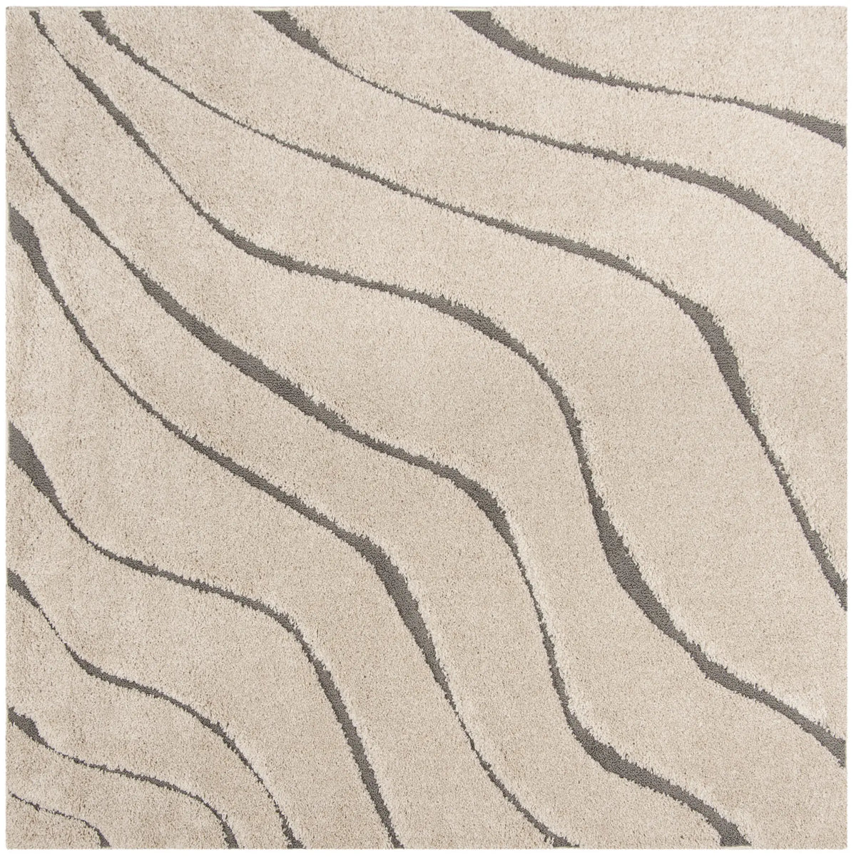 Safavieh Florida Shag 6'-7" x 6'-7" Rug in Cream / Grey