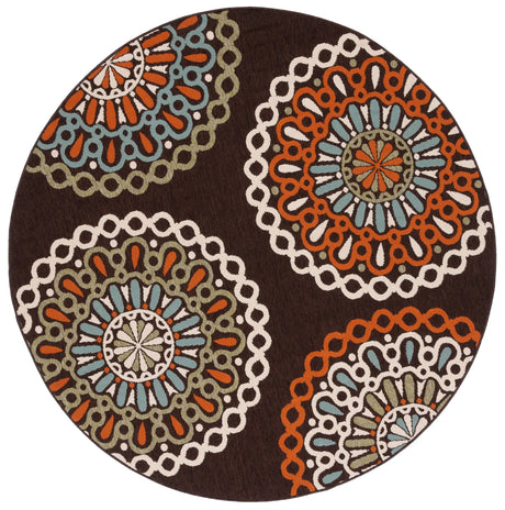 Safavieh Veranda 5'-3" x 5'-3" Rug in Chocolate / Terracotta