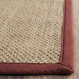 Safavieh Natural Fiber 10'-0" x 14'-0" Rug in Natural / Burgundy Red