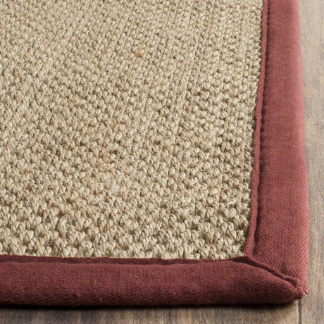 Safavieh Natural Fiber 10'-0" x 14'-0" Rug in Natural / Burgundy Red