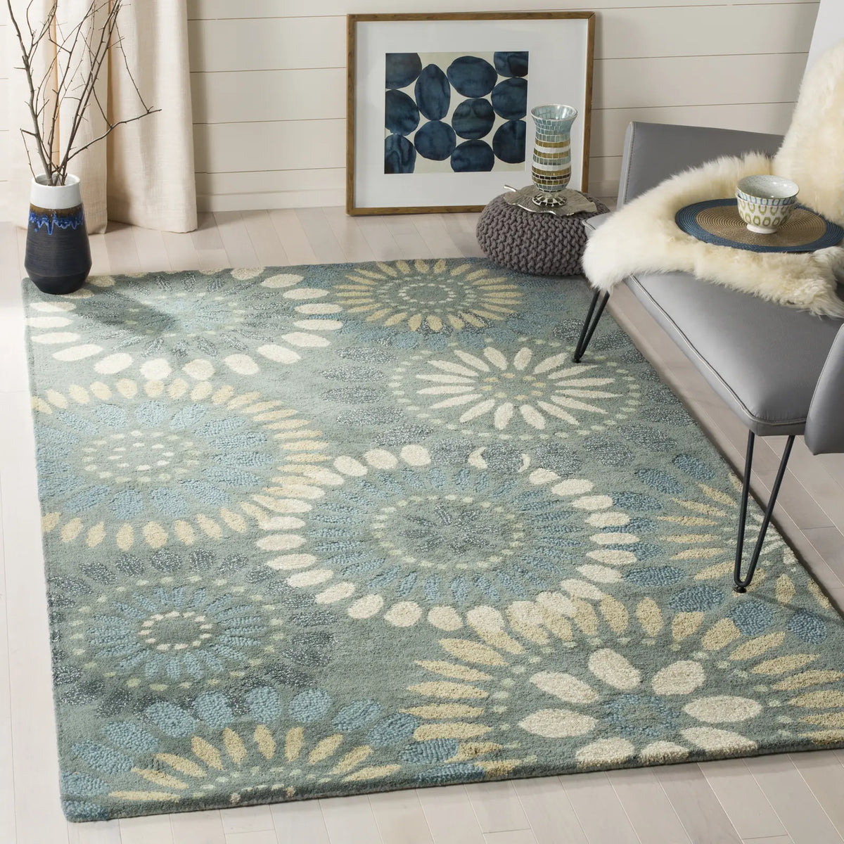 Safavieh Jardin 4'-0" x 6'-0" Rug in Grey / Blue