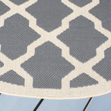 Safavieh Courtyard 5'-3" x 5'-3" Rug in Anthracite / Beige