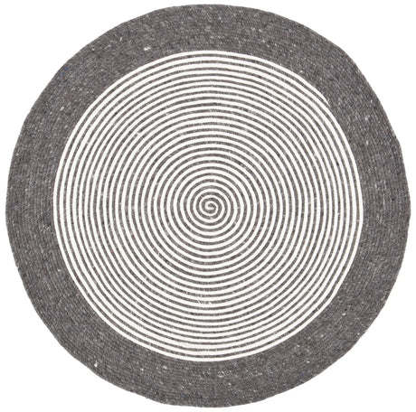 Safavieh Braided 3'-0" x 3'-0" Rug in Charcoal / Ivory