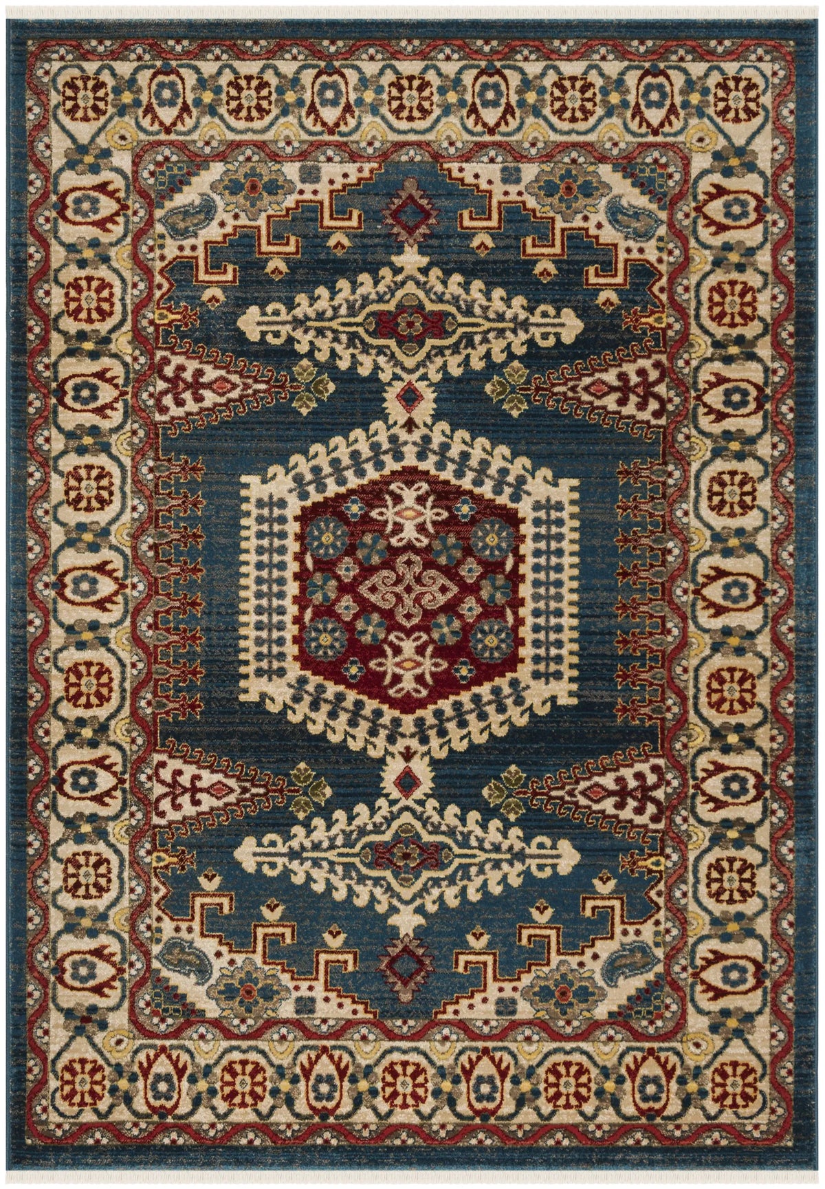 Safavieh Kashan 4'-0" x 6'-0" Rug in Navy Blue / Ivory