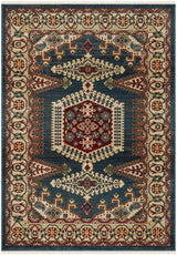 Safavieh Kashan 4'-0" x 6'-0" Rug in Navy Blue / Ivory