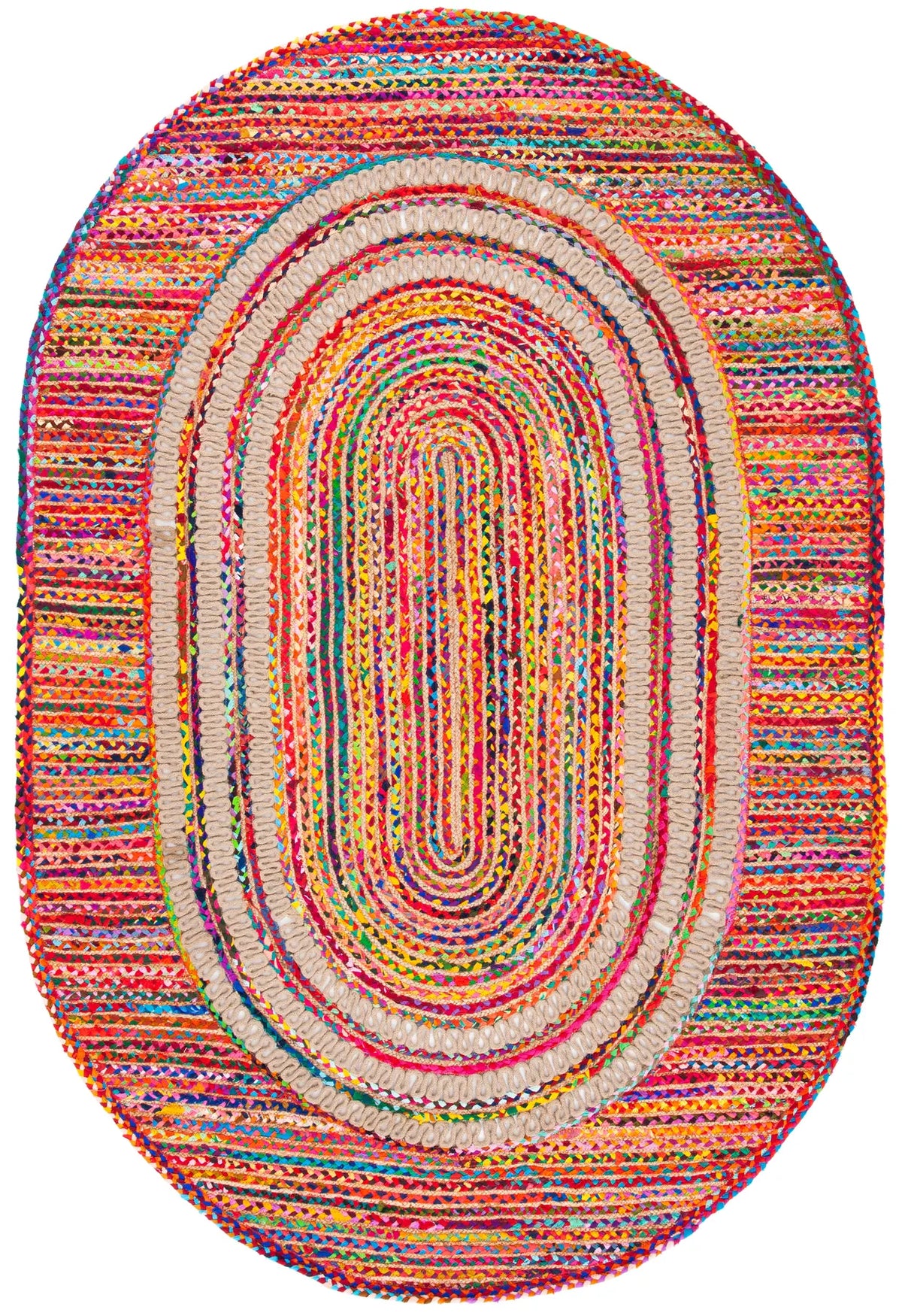Safavieh Braided 5'-0" x 7'-0" Rug in Pink / Red