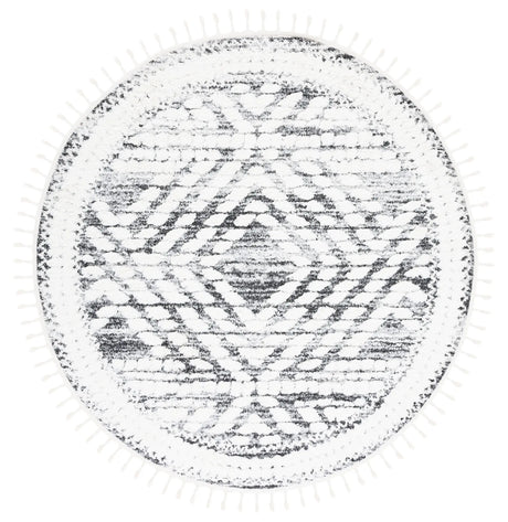 Safavieh Moroccan Tassel Shag 6'-7" x 6'-7" Rug in Ivory / Grey