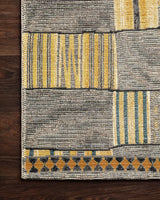 Loloi Mika Mik-10 Granite / Multi Rugs - corner on wood
