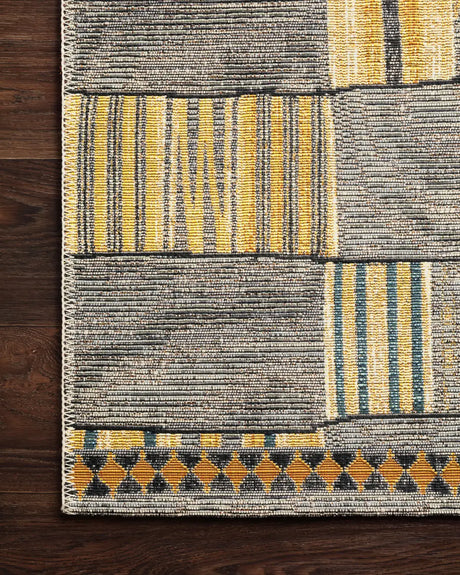 Loloi Mika Mik-10 Granite / Multi Rugs - corner on wood