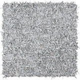 Safavieh Leather Shag 5'-0" x 5'-0" Rug in Grey / White