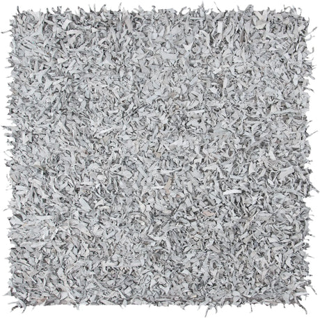 Safavieh Leather Shag 5'-0" x 5'-0" Rug in Grey / White