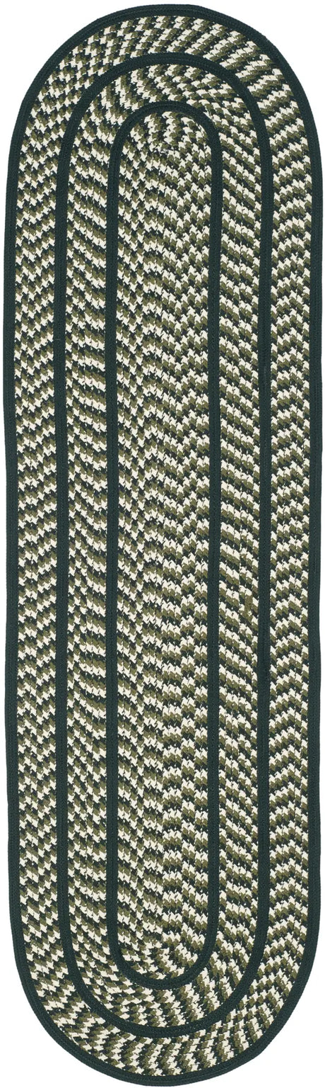 Safavieh Braided 2'-3" x 8'-0" Rug in Ivory / Dark Green
