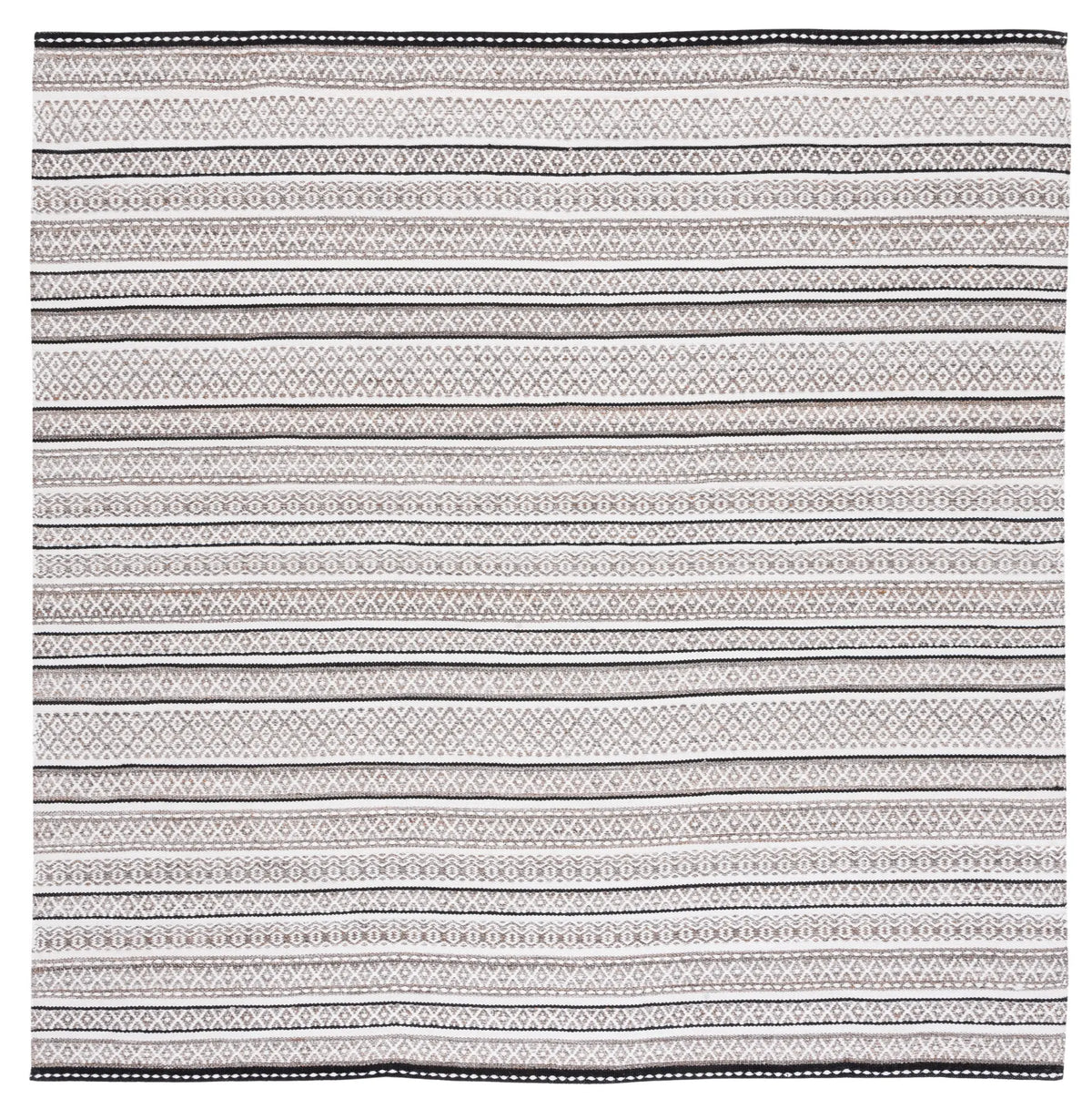 Safavieh Striped Kilim 7'-0" x 7'-0" Rug in Black / Ivory