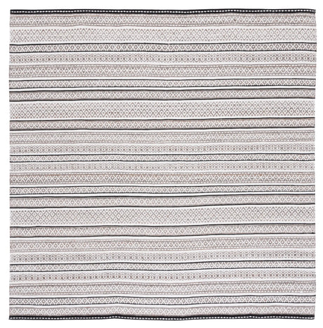 Safavieh Striped Kilim 7'-0" x 7'-0" Rug in Black / Ivory