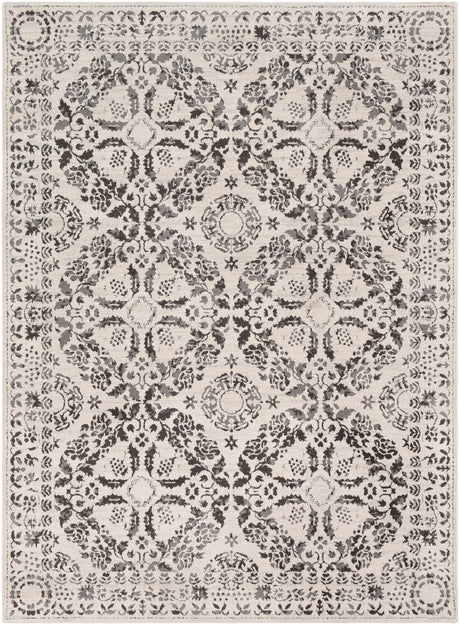 Surya Bahar Bhr-2318 Medium Gray, Charcoal, Beige, Taupe Rugs.