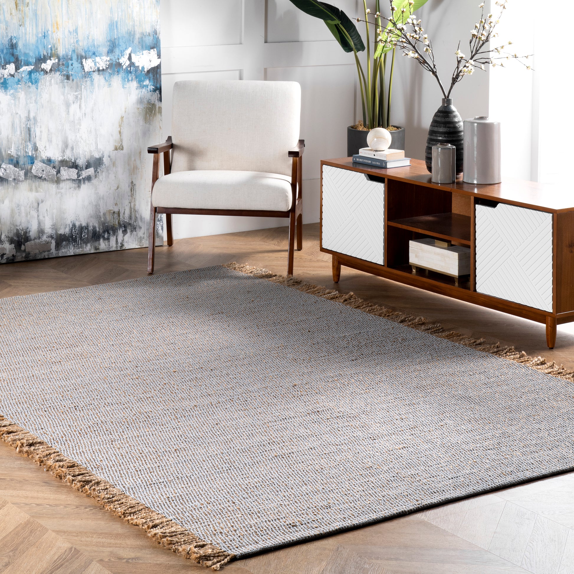 Nuloom Flatweave Natural Fiber Hctr01B Gray Area Rug