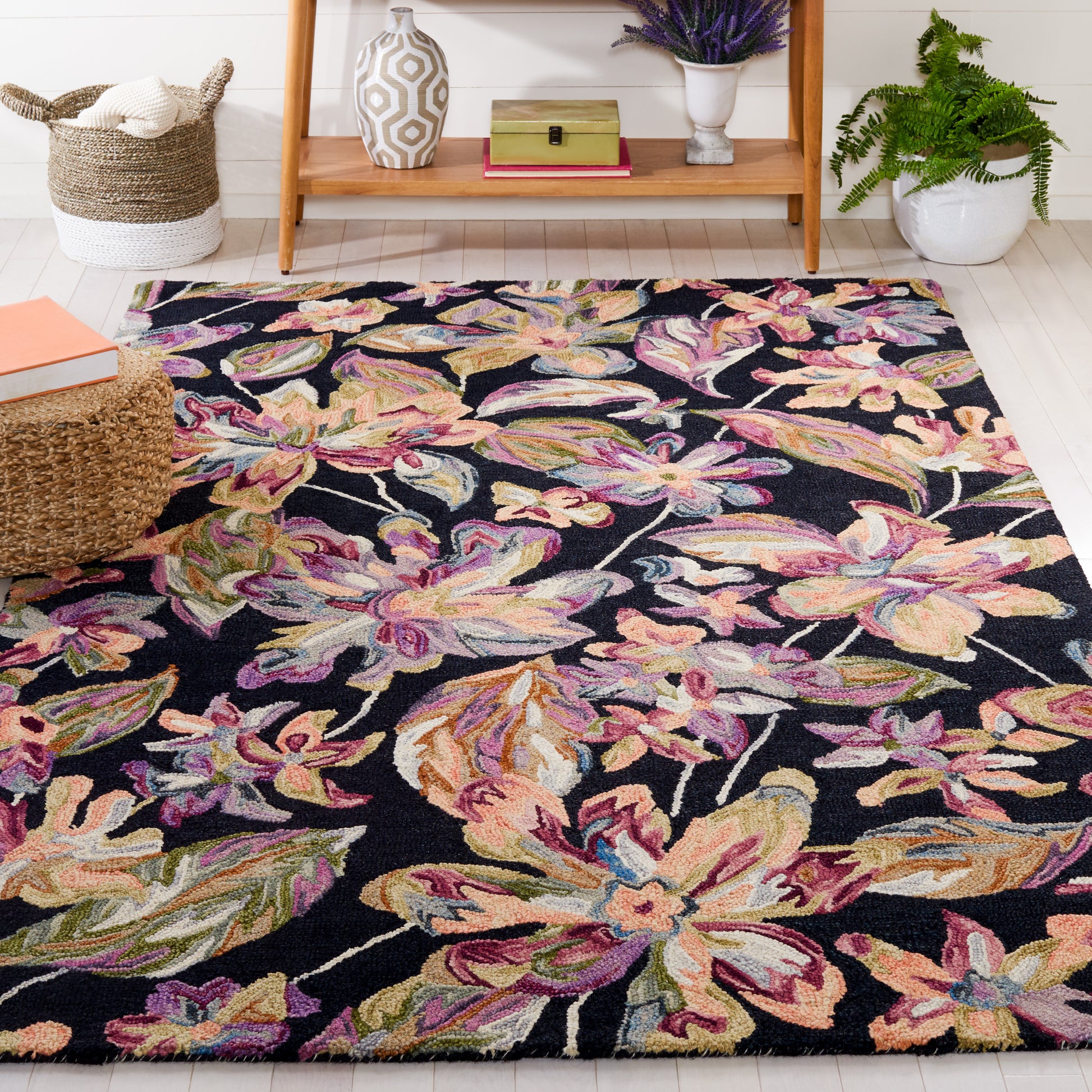 Safavieh Blossom Blm461Z Black/Plum Area Rug