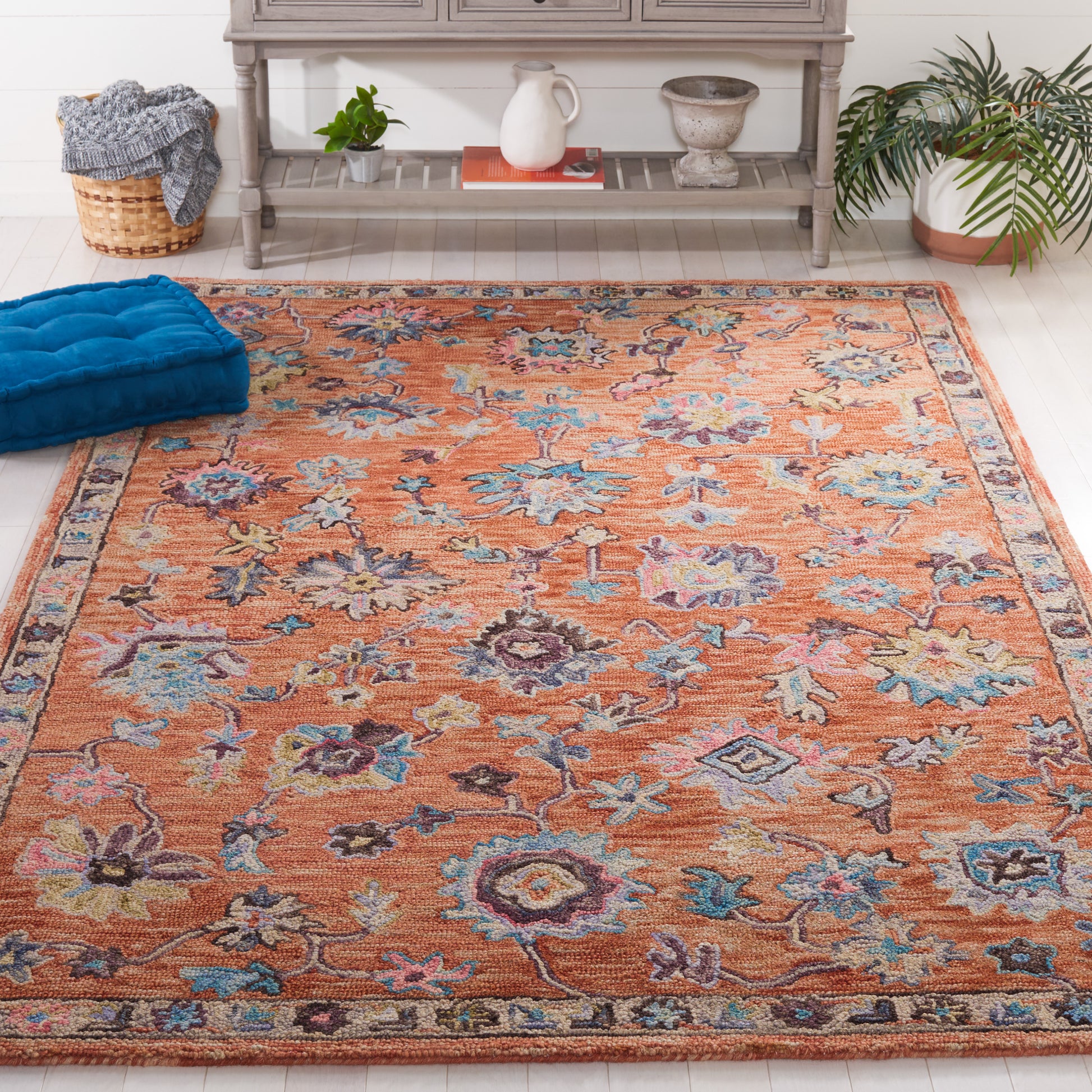 Safavieh Blossom Blm466P Rust/Blue Area Rug