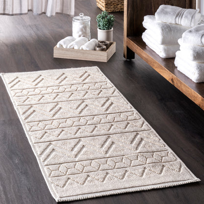 Nuloom Easton Textured Tribal Psko07B Ivory Area Rug