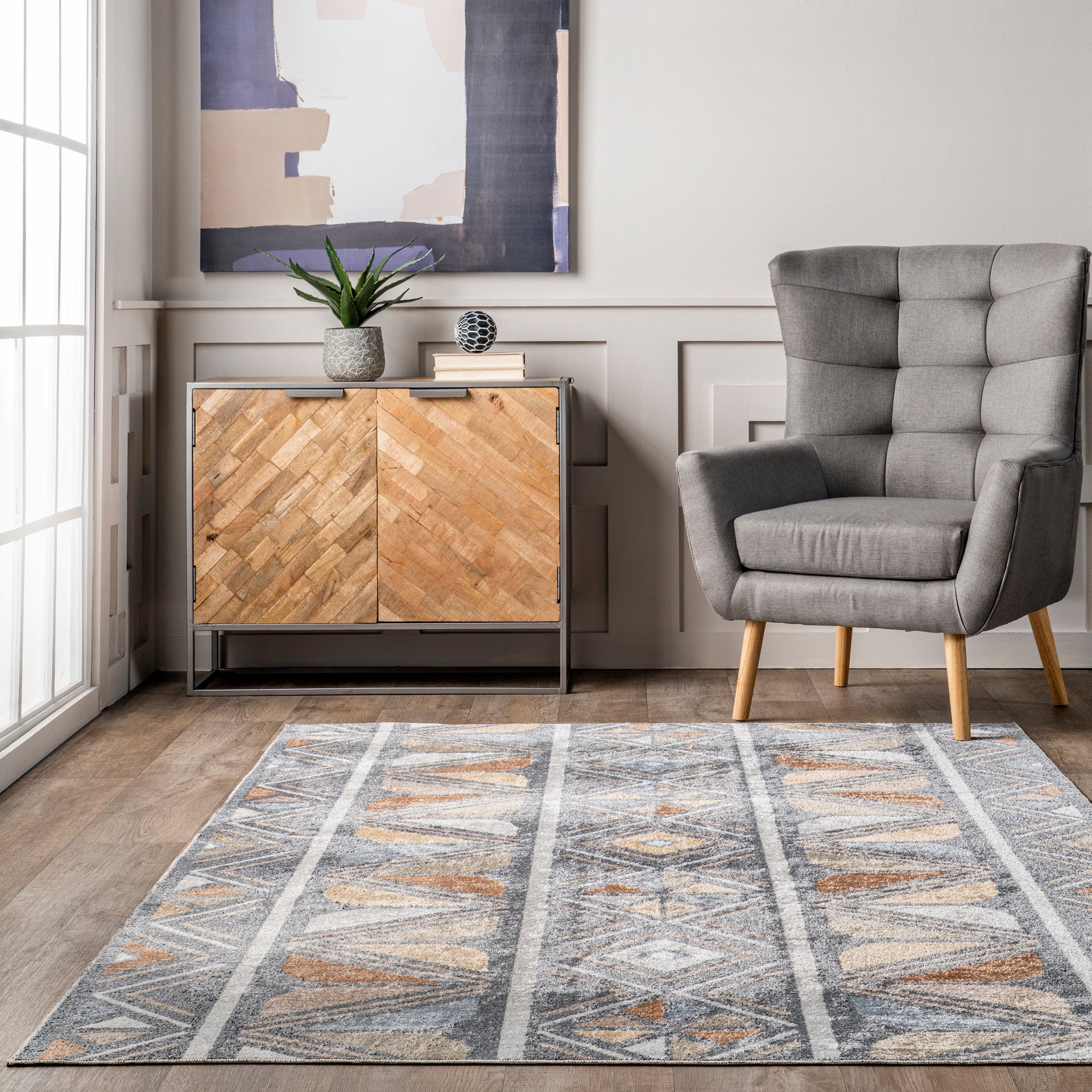 Nuloom Dolina Tribal Stripes Grhn01A Blue Area Rug