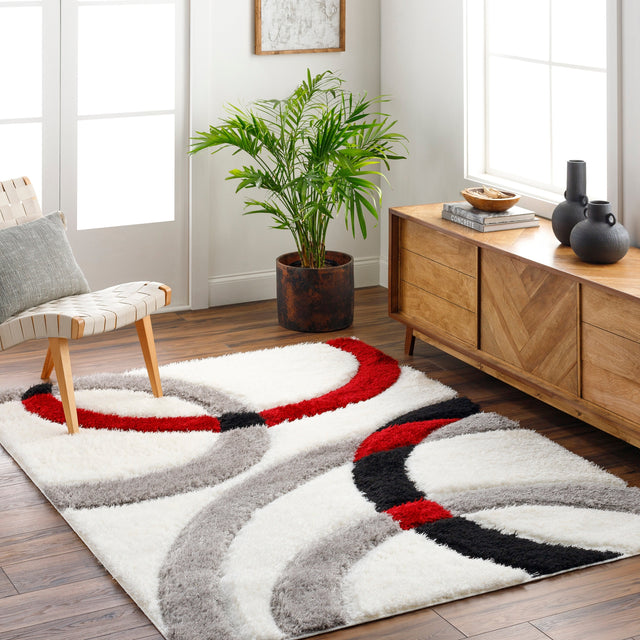 Surya Bologna Bog-2306 Off-White, Light Silver, Grey, Burgundy, Pewter, Jet Black Rug.