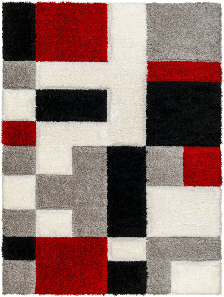 Surya Bologna Bog-2308 Pearl, Jet Black, Dark Red, Sage Rug.