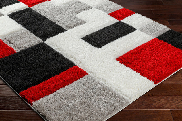 Surya Bologna Bog-2308 Pearl, Jet Black, Dark Red, Sage Rug.