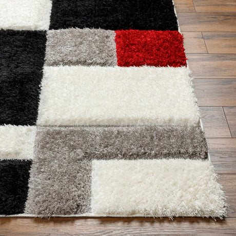 Surya Bologna Bog-2308 Pearl, Jet Black, Dark Red, Sage Rug.