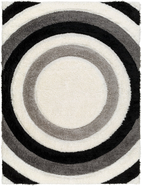 Surya Bologna Bog-2311 Light Silver, White, Jet Black Rug.